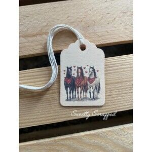 16 Horse Tags, Gift Wrap Packaging, Hearts